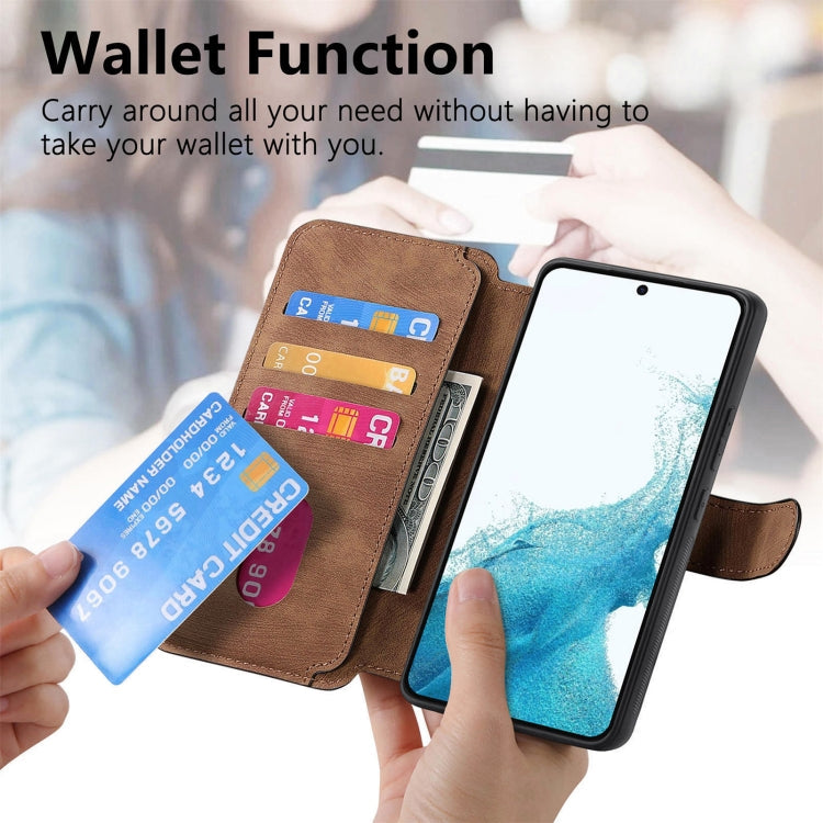For Samsung Galaxy S22+ 5G CaseNeo MagSafe RFID Anti-theft Retro Leather Phone Case(Brown)