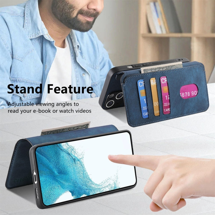 For Samsung Galaxy S22+ 5G CaseNeo MagSafe RFID Anti-theft Retro Leather Phone Case(Blue)