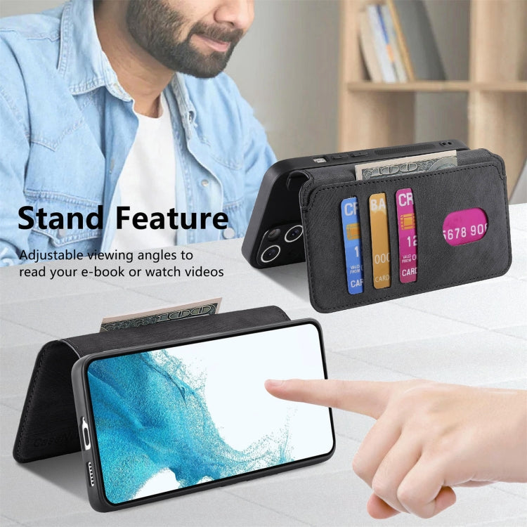 For Samsung Galaxy S22 5G CaseNeo MagSafe RFID Anti-theft Retro Leather Phone Case(Black)