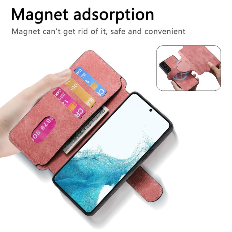 For Samsung Galaxy S22 5G CaseNeo MagSafe RFID Anti-theft Retro Leather Phone Case(Pink)