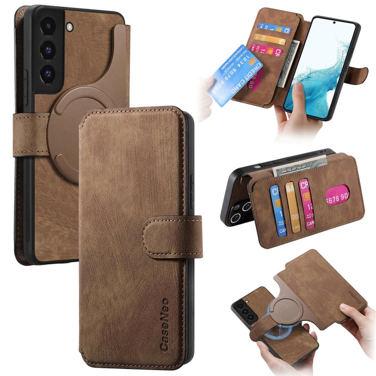For Samsung Galaxy S21+ 5G CaseNeo MagSafe RFID Anti-theft Retro Leather Phone Case(Brown)