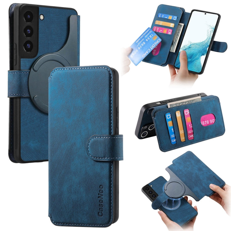 For Galaxy S21+ 5G CaseNeo MagSafe RFID Anti-theft Retro Leather Phone Case(Blue)