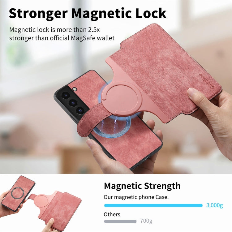 For Samsung Galaxy S21+ 5G CaseNeo MagSafe RFID Anti-theft Retro Leather Phone Case(Pink)