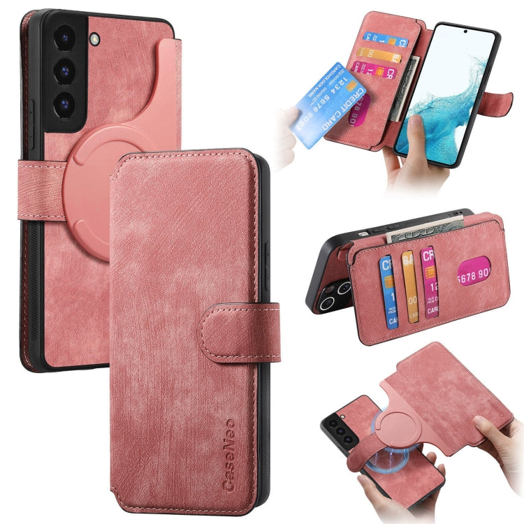 For Samsung Galaxy S21 5G CaseNeo MagSafe RFID Anti-theft Retro Leather Phone Case(Pink)