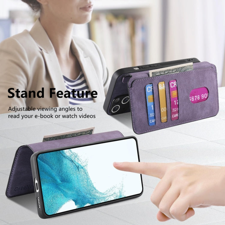 For Samsung Galaxy S21 5G CaseNeo MagSafe RFID Anti-theft Retro Leather Phone Case(Purple)