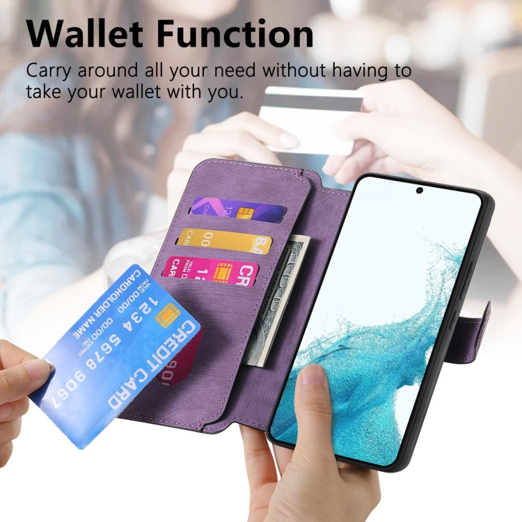 For Samsung Galaxy S21 5G CaseNeo MagSafe RFID Anti-theft Retro Leather Phone Case(Purple)