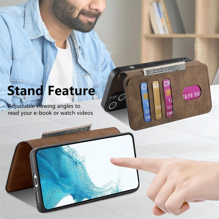 For Samsung Galaxy S21 FE 5G CaseNeo MagSafe RFID Anti-theft Retro Leather Phone Case(Brown)