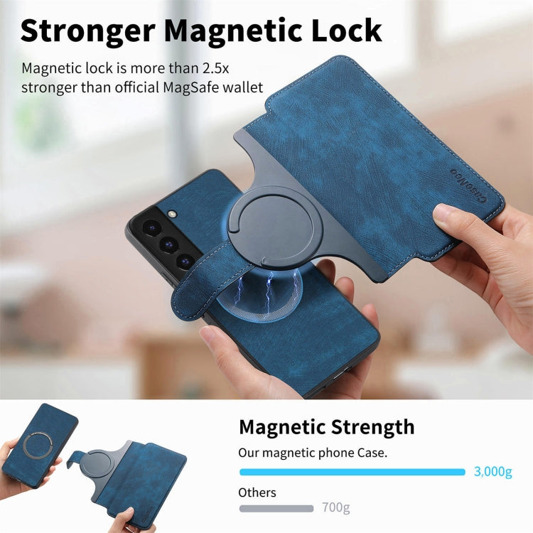 For Samsung Galaxy S21 FE 5G CaseNeo MagSafe RFID Anti-theft Retro Leather Phone Case(Blue)
