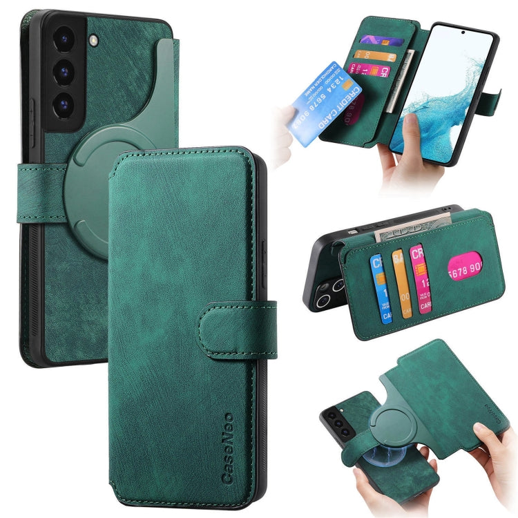 For Samsung Galaxy S21 FE 5G CaseNeo MagSafe RFID Anti-theft Retro Leather Phone Case(Green)