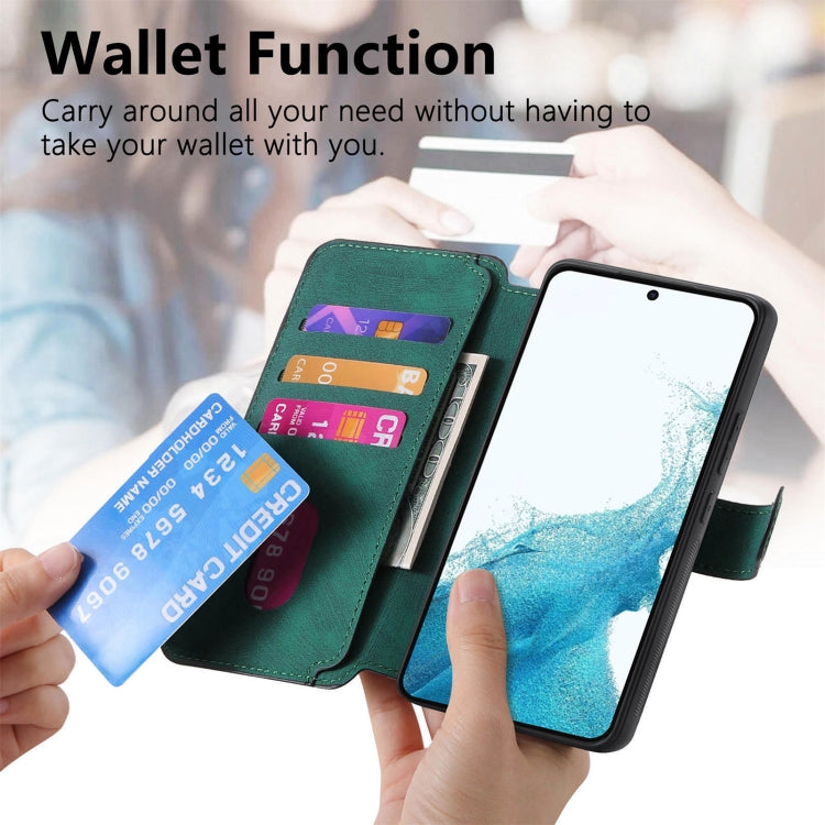 For Samsung Galaxy S21 FE 5G CaseNeo MagSafe RFID Anti-theft Retro Leather Phone Case(Green)