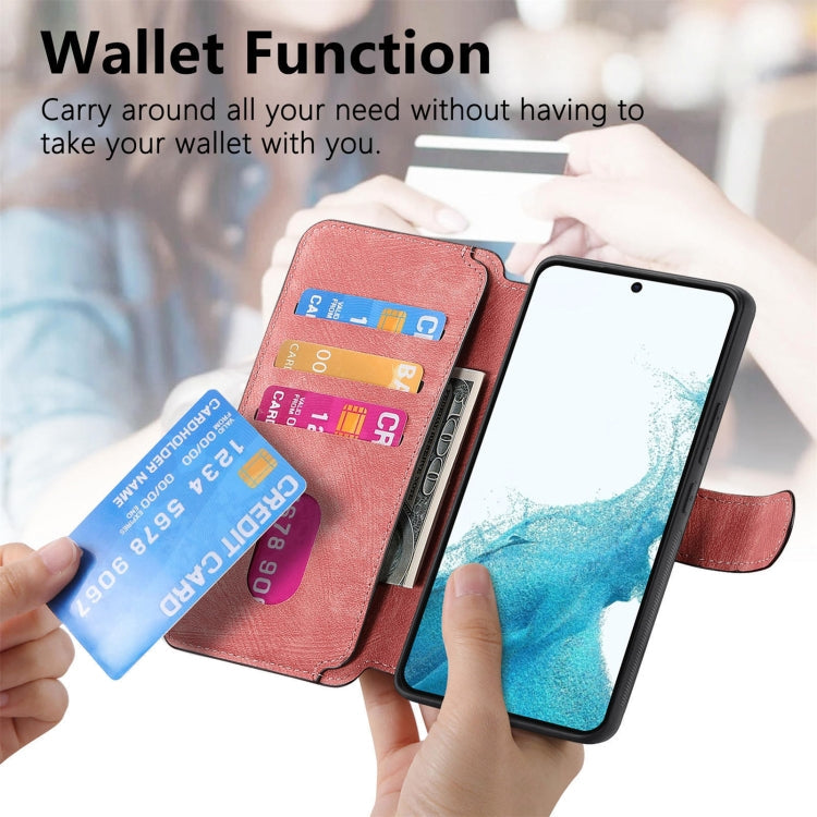 For Samsung Galaxy S21 FE 5G CaseNeo MagSafe RFID Anti-theft Retro Leather Phone Case(Pink)