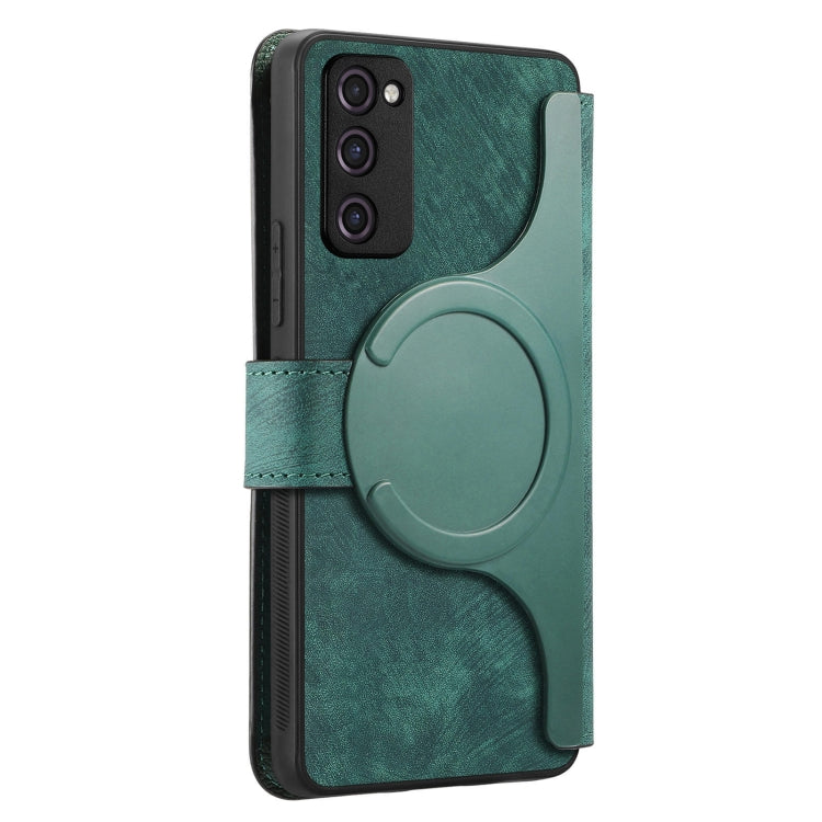 For Samsung Galaxy S20 FE CaseNeo MagSafe RFID Anti-theft Retro Leather Phone Case(Green)