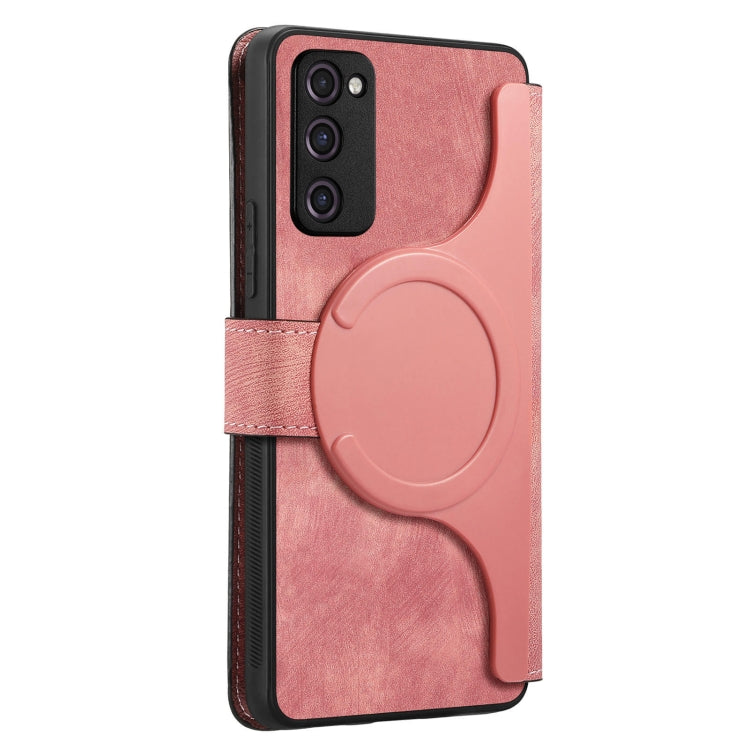 For Samsung Galaxy S20 FE CaseNeo MagSafe RFID Anti-theft Retro Leather Phone Case(Pink)