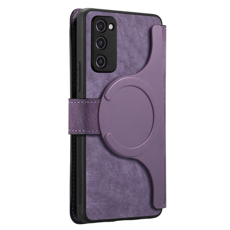 For Samsung Galaxy S20 FE CaseNeo MagSafe RFID Anti-theft Retro Leather Phone Case(Purple)