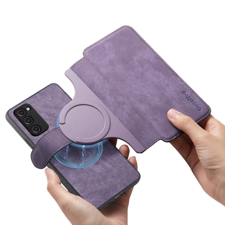 For Samsung Galaxy S20 FE CaseNeo MagSafe RFID Anti-theft Retro Leather Phone Case(Purple)