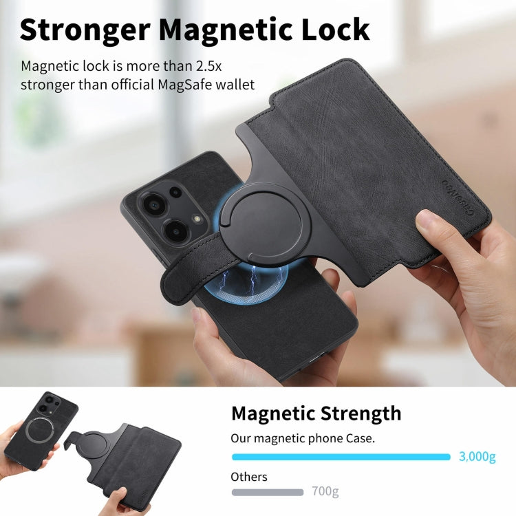 For Redmi Note 13 Pro 4G CaseNeo MagSafe RFID Anti-theft Retro Leather Phone Case(Black)