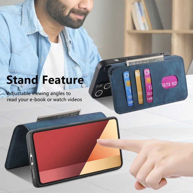 For Redmi Note 13 Pro 4G CaseNeo MagSafe RFID Anti-theft Retro Leather Phone Case(Blue)