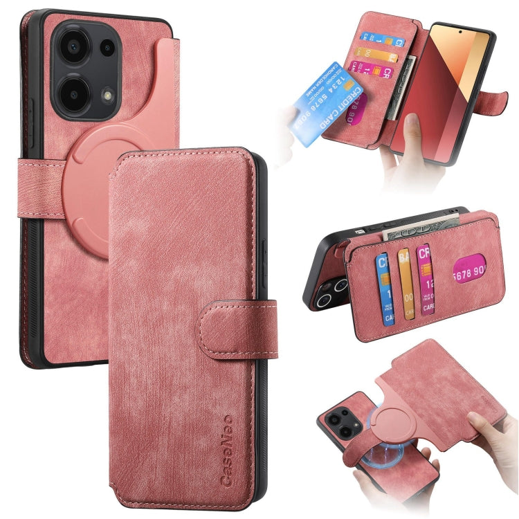 For Redmi Note 13 Pro 4G CaseNeo MagSafe RFID Anti-theft Retro Leather Phone Case(Pink)