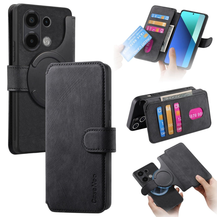 For Redmi Note 13 4G CaseNeo MagSafe RFID Anti-theft Retro Leather Phone Case(Black)