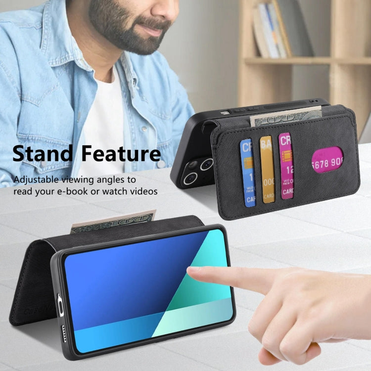 For Redmi Note 13 4G CaseNeo MagSafe RFID Anti-theft Retro Leather Phone Case(Black)