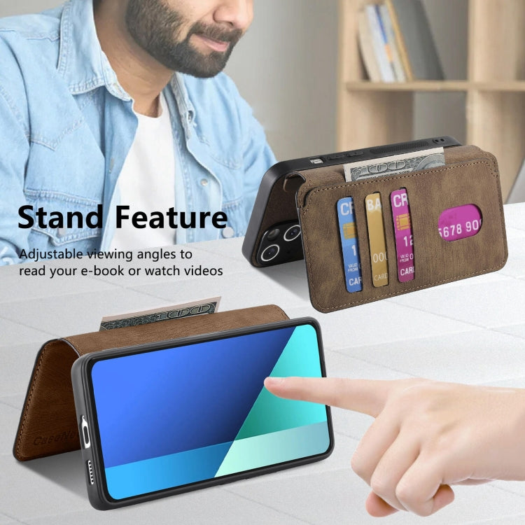 For Redmi Note 13 4G CaseNeo MagSafe RFID Anti-theft Retro Leather Phone Case(Brown)
