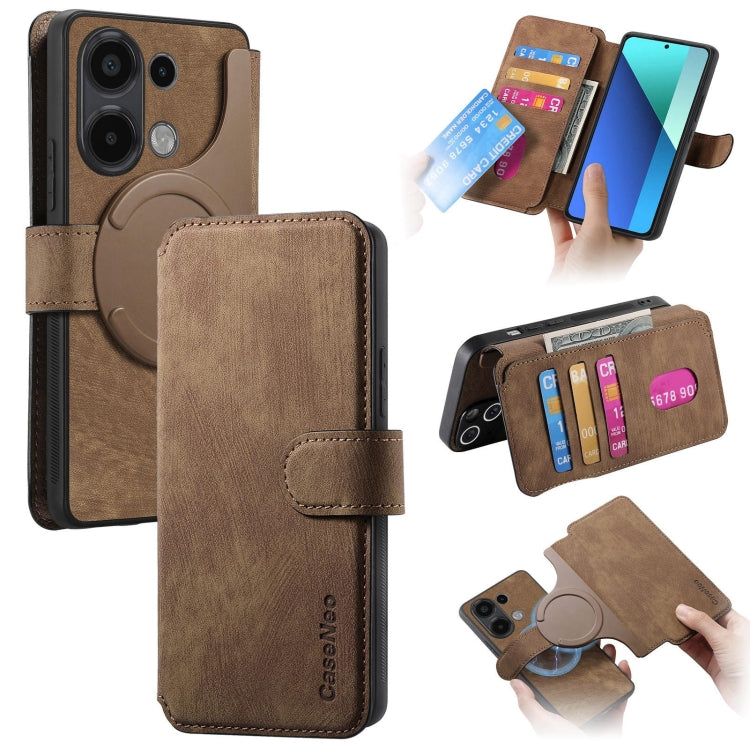 For Redmi Note 13 4G CaseNeo MagSafe RFID Anti-theft Retro Leather Phone Case(Brown)