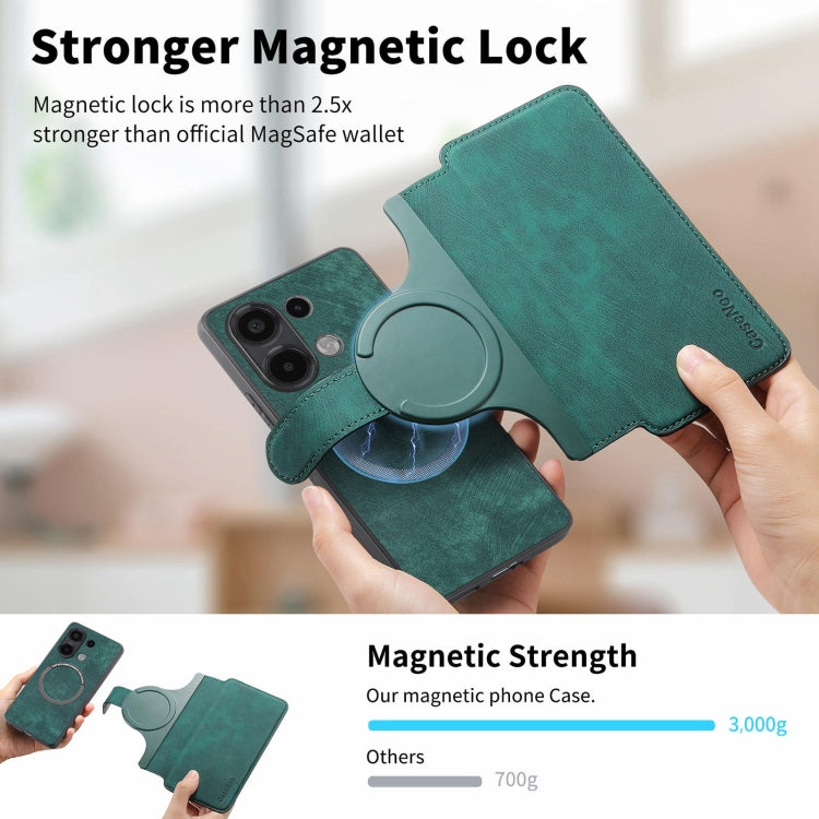 For Redmi Note 13 4G CaseNeo MagSafe RFID Anti-theft Retro Leather Phone Case(Green)