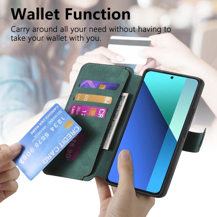 For Redmi Note 13 4G CaseNeo MagSafe RFID Anti-theft Retro Leather Phone Case(Green)