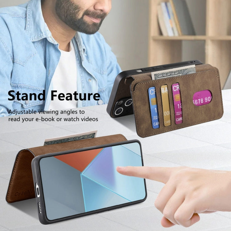 For Redmi Note 13 Pro 5G CaseNeo MagSafe RFID Anti-theft Retro Leather Phone Case(Brown)