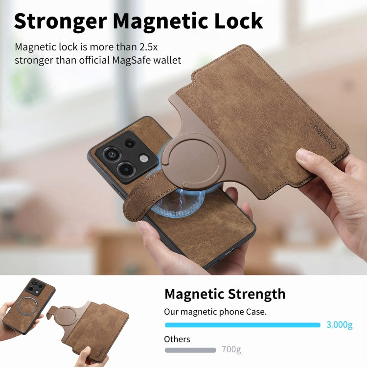 For Redmi Note 13 Pro 5G CaseNeo MagSafe RFID Anti-theft Retro Leather Phone Case(Brown)