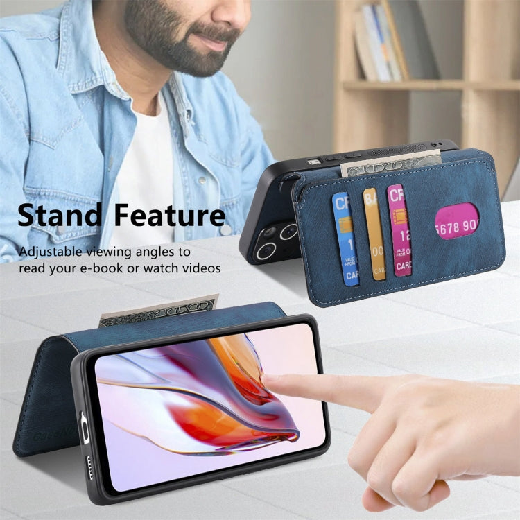 For Redmi 12C CaseNeo MagSafe RFID Anti-theft Retro Leather Phone Case(Blue)