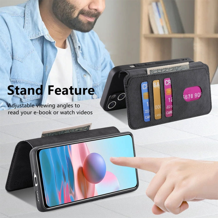 For Redmi Note 10 4G / Note 10S CaseNeo MagSafe RFID Anti-theft Retro Leather Phone Case(Black)