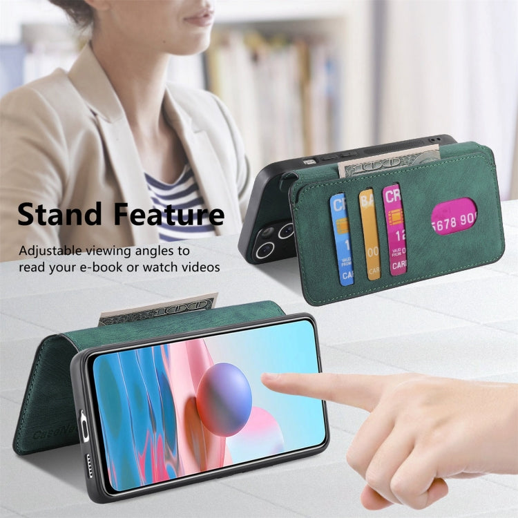 For Redmi Note 10 4G / Note 10S CaseNeo MagSafe RFID Anti-theft Retro Leather Phone Case(Green)