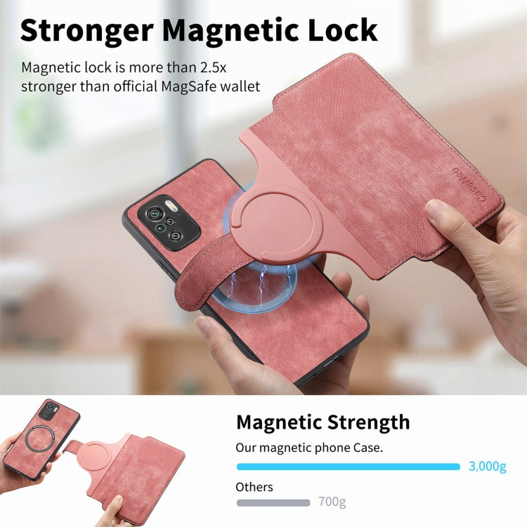 For Redmi Note 10 4G / Note 10S CaseNeo MagSafe RFID Anti-theft Retro Leather Phone Case(Pink)