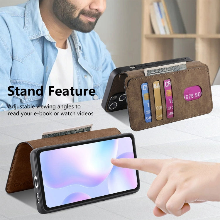 For Redmi 9A CaseNeo MagSafe RFID Anti-theft Retro Leather Phone Case(Brown)