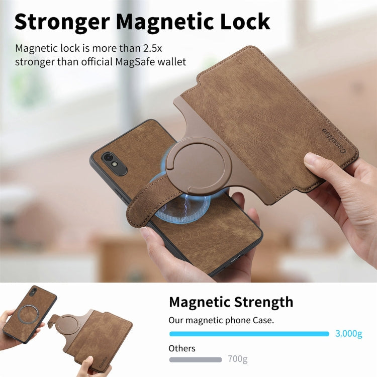 For Redmi 9A CaseNeo MagSafe RFID Anti-theft Retro Leather Phone Case(Brown)