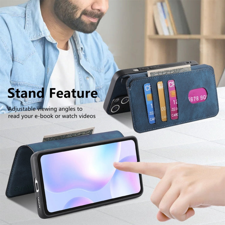 For Redmi 9A CaseNeo MagSafe RFID Anti-theft Retro Leather Phone Case(Blue)
