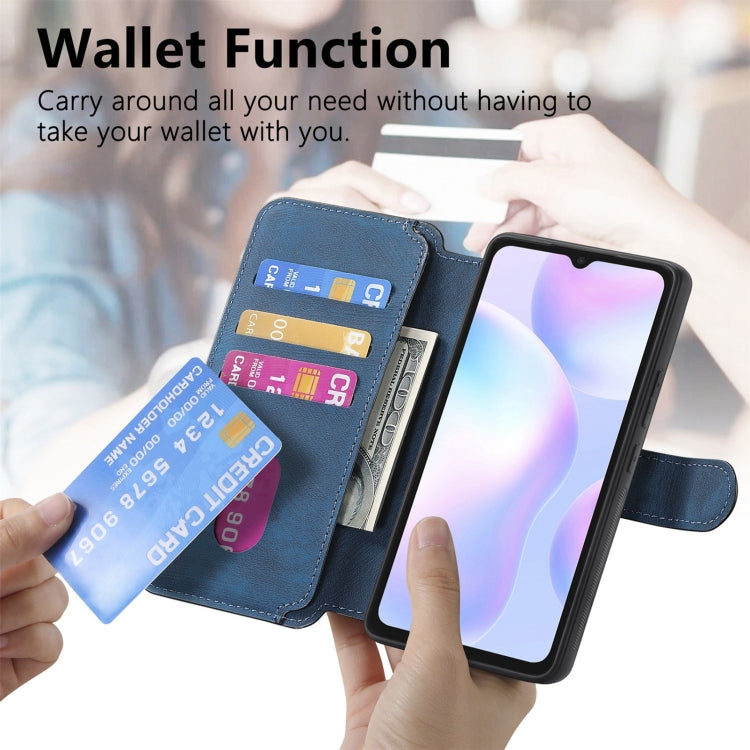 For Redmi 9A CaseNeo MagSafe RFID Anti-theft Retro Leather Phone Case(Blue)