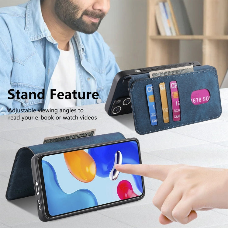 For Redmi Note 11S 4G CaseNeo MagSafe RFID Anti-theft Retro Leather Phone Case(Blue)