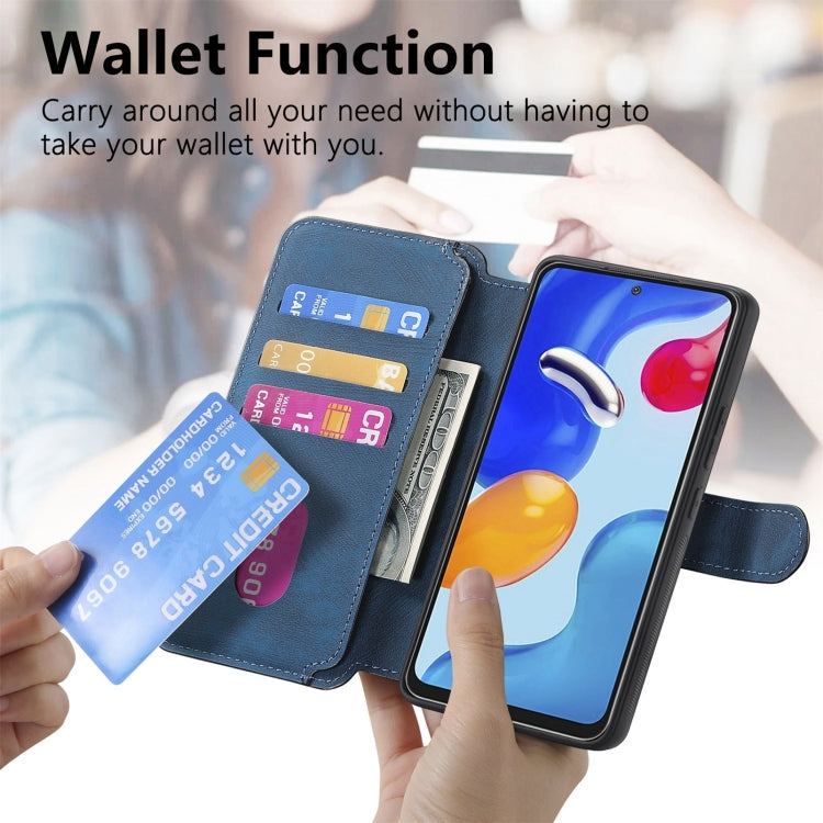 For Redmi Note 11S 4G CaseNeo MagSafe RFID Anti-theft Retro Leather Phone Case(Blue)
