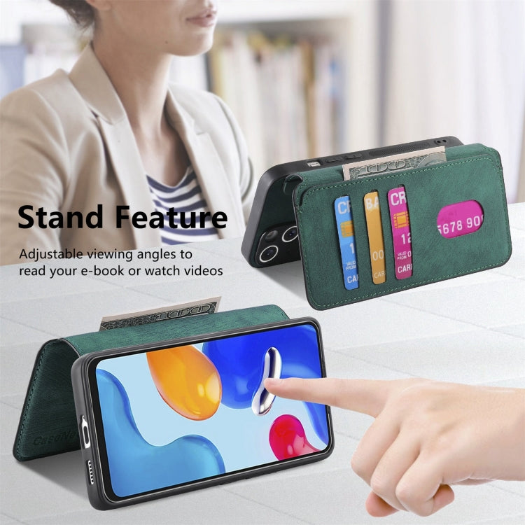 For Redmi Note 11S 4G CaseNeo MagSafe RFID Anti-theft Retro Leather Phone Case(Green)