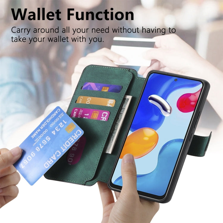 For Redmi Note 11S 4G CaseNeo MagSafe RFID Anti-theft Retro Leather Phone Case(Green)