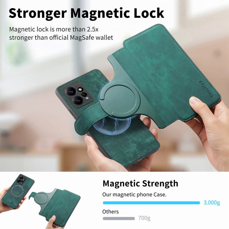 For Redmi Note 12 4G Global CaseNeo MagSafe RFID Anti-theft Retro Leather Phone Case(Green)