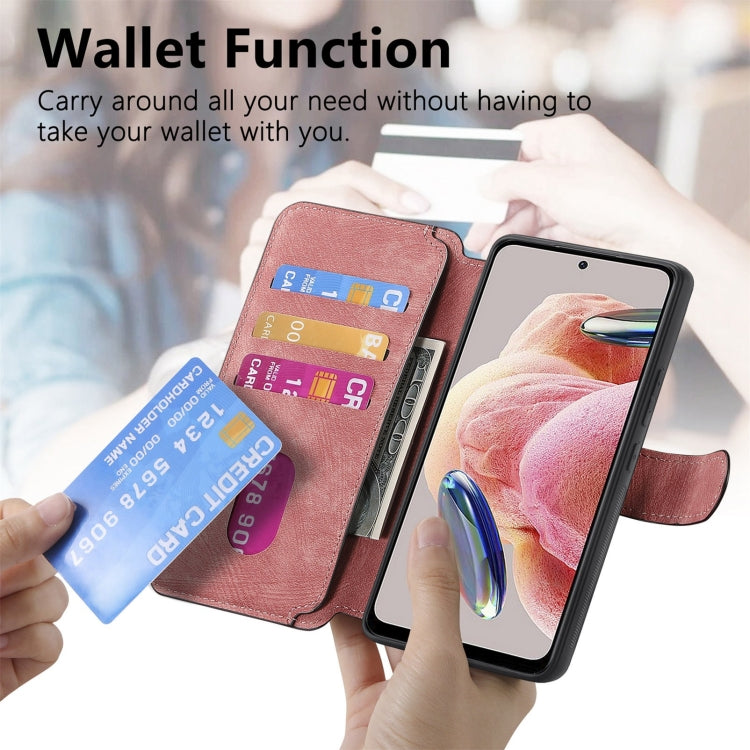 For Redmi Note 12 4G Global CaseNeo MagSafe RFID Anti-theft Retro Leather Phone Case(Pink)
