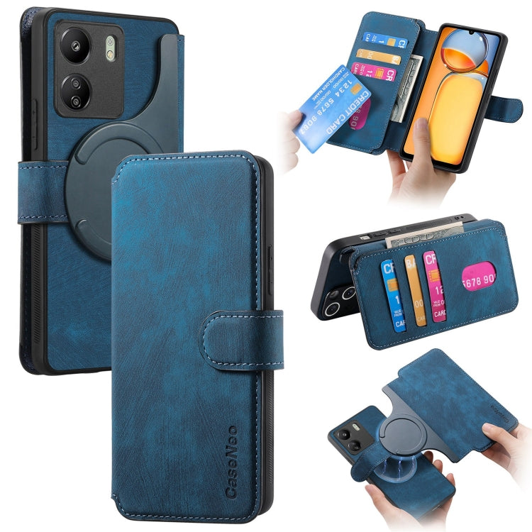 For Redmi 13C 4G / 13R CaseNeo MagSafe RFID Anti-theft Retro Leather Phone Case(Blue)