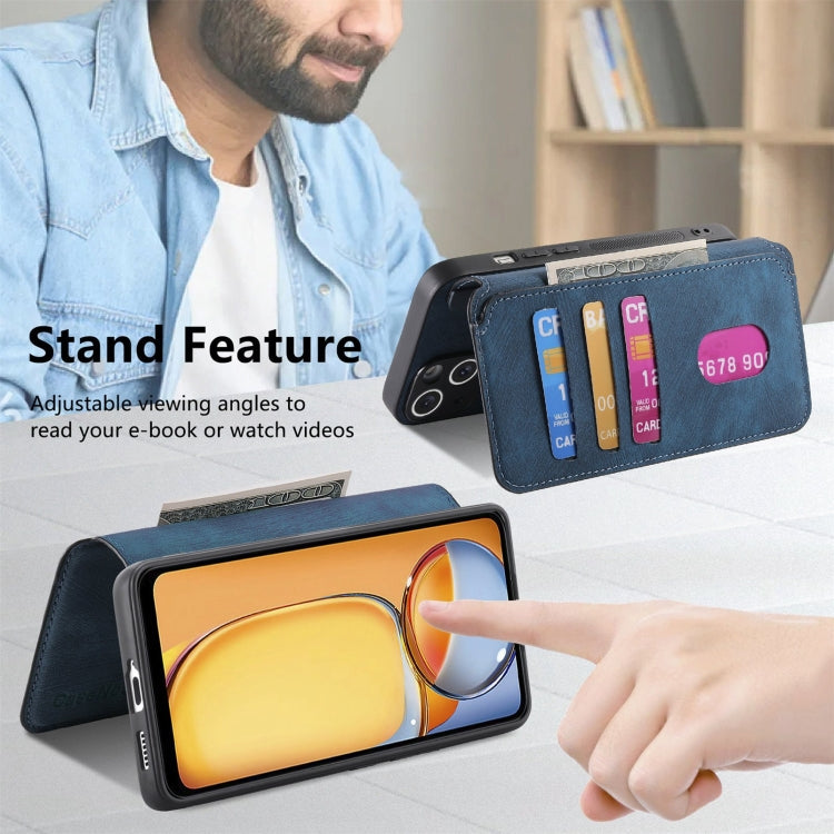 For Redmi 13C 4G / 13R CaseNeo MagSafe RFID Anti-theft Retro Leather Phone Case(Blue)