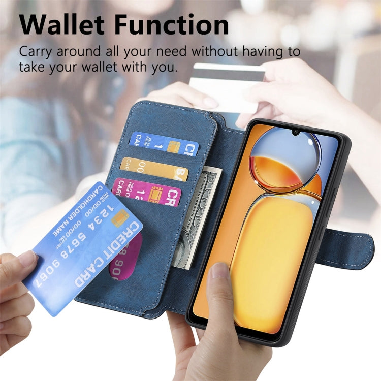 For Redmi 13C 4G / 13R CaseNeo MagSafe RFID Anti-theft Retro Leather Phone Case(Blue)