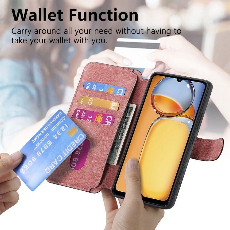 For Redmi 13C 4G / 13R CaseNeo MagSafe RFID Anti-theft Retro Leather Phone Case(Pink)