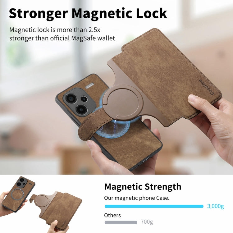 For Redmi Note 13 Pro+ 5G CaseNeo MagSafe RFID Anti-theft Retro Leather Phone Case(Brown)