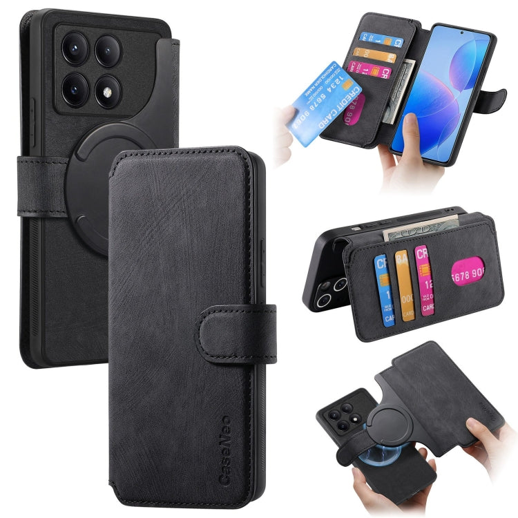 For Xiaomi Poco F6 Pro CaseNeo MagSafe RFID Anti-theft Retro Leather Phone Case(Black)